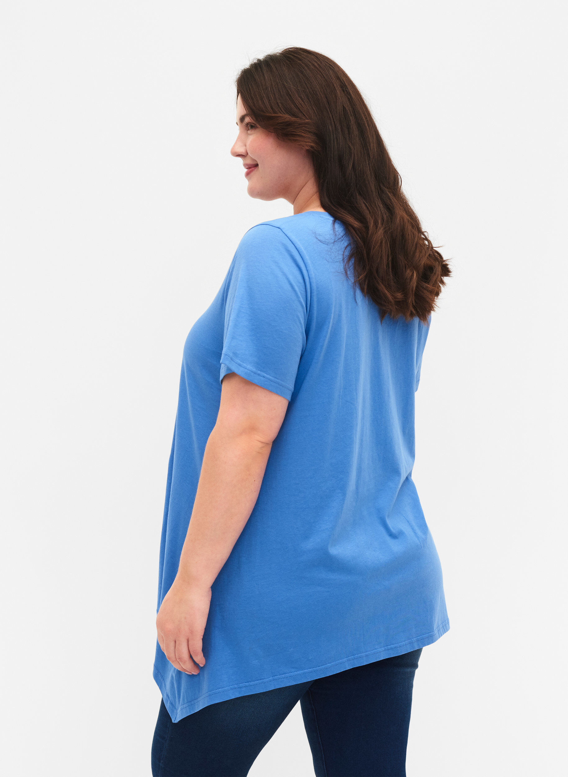 Zizzi T-Shirt aus Baumwolle mit kurzen &Auml;rmeln, Ultramarine HEAVENLY, Model image number 1