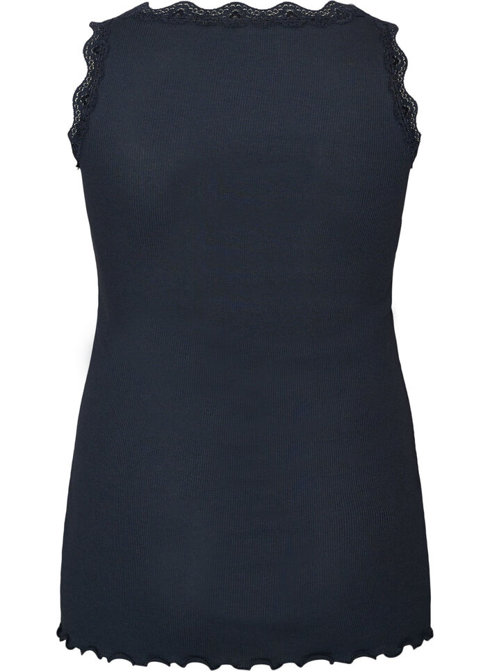 Top mit Spitzensaum, Blau, Packshot image number 1