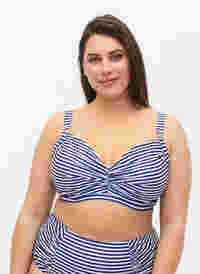 Bedruckter Bikini BH mit Bügel, Blue Striped, Model