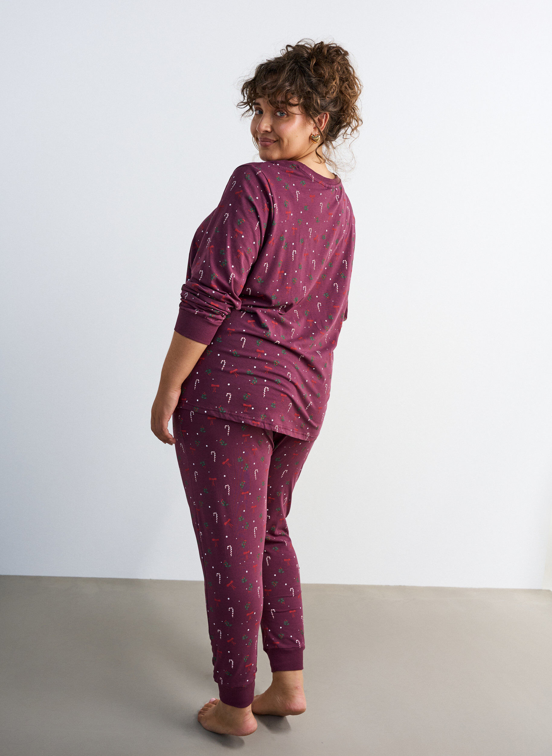 ZizziBedruckte Pyjamahose, Dunkles Bordeaux, Model image number 1