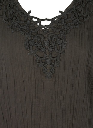 Kurzarm Kleid aus Baumwolle mit Stickerei, Khaki As Sample, Packshot image number 2