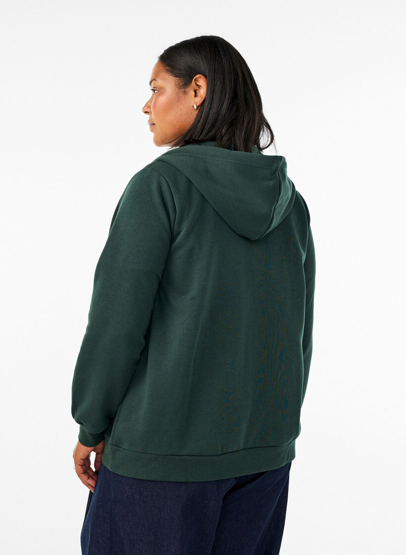 Kapuzensweatshirt mit Rei&szlig;verschluss und Taschen, Gr&uuml;n, Model image number 2