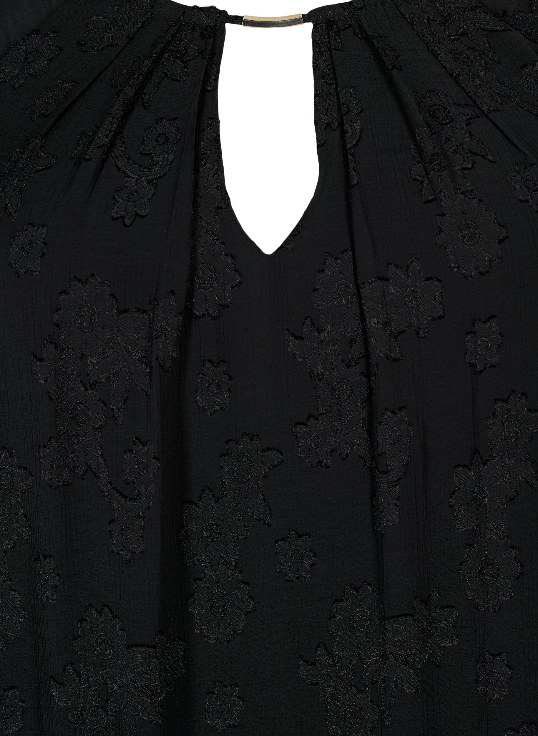 Zizzi Kleid mit Struktur und kurzen &Auml;rmeln, Black, Packshot image number 2