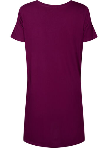 Organische Baumwoll-Nachthemd mit V-Ausschnitt , Dark Purple W. Be, Packshot image number 1