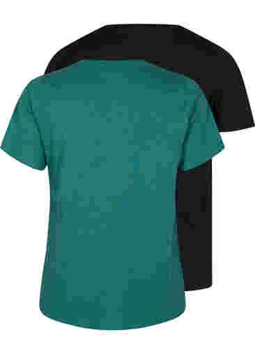2er-Pack basic T-Shirts aus Baumwolle, Antique Green/Black, Packshot image number 1