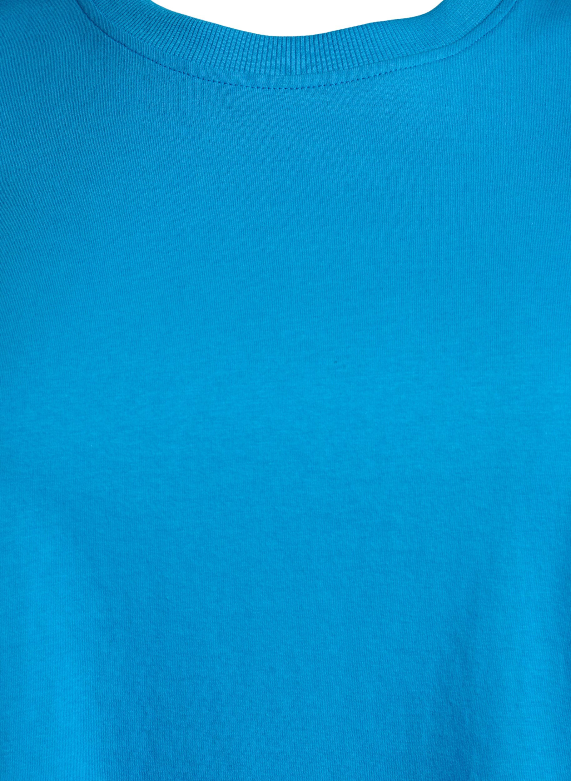 Zizzi Basic-T-Shirt aus Baumwolle mit Rundhalsausschnitt, Blau, Packshot image number 2