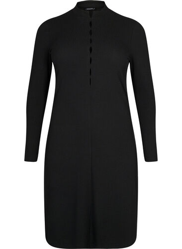 Passendes Kleid mit Ausschnittdetails, Black, Packshot image number 0