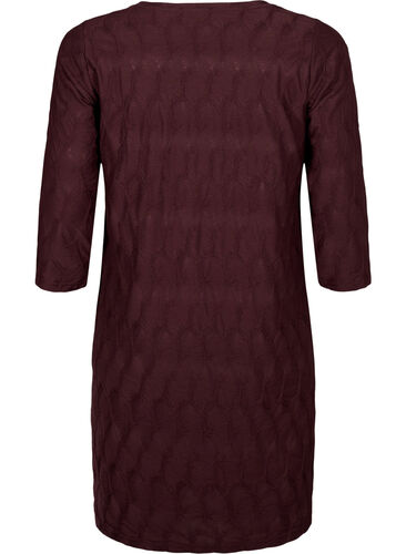 FLASH - Kleid mit Textur und 3/4 Ärmeln, Fudge, Packshot image number 1