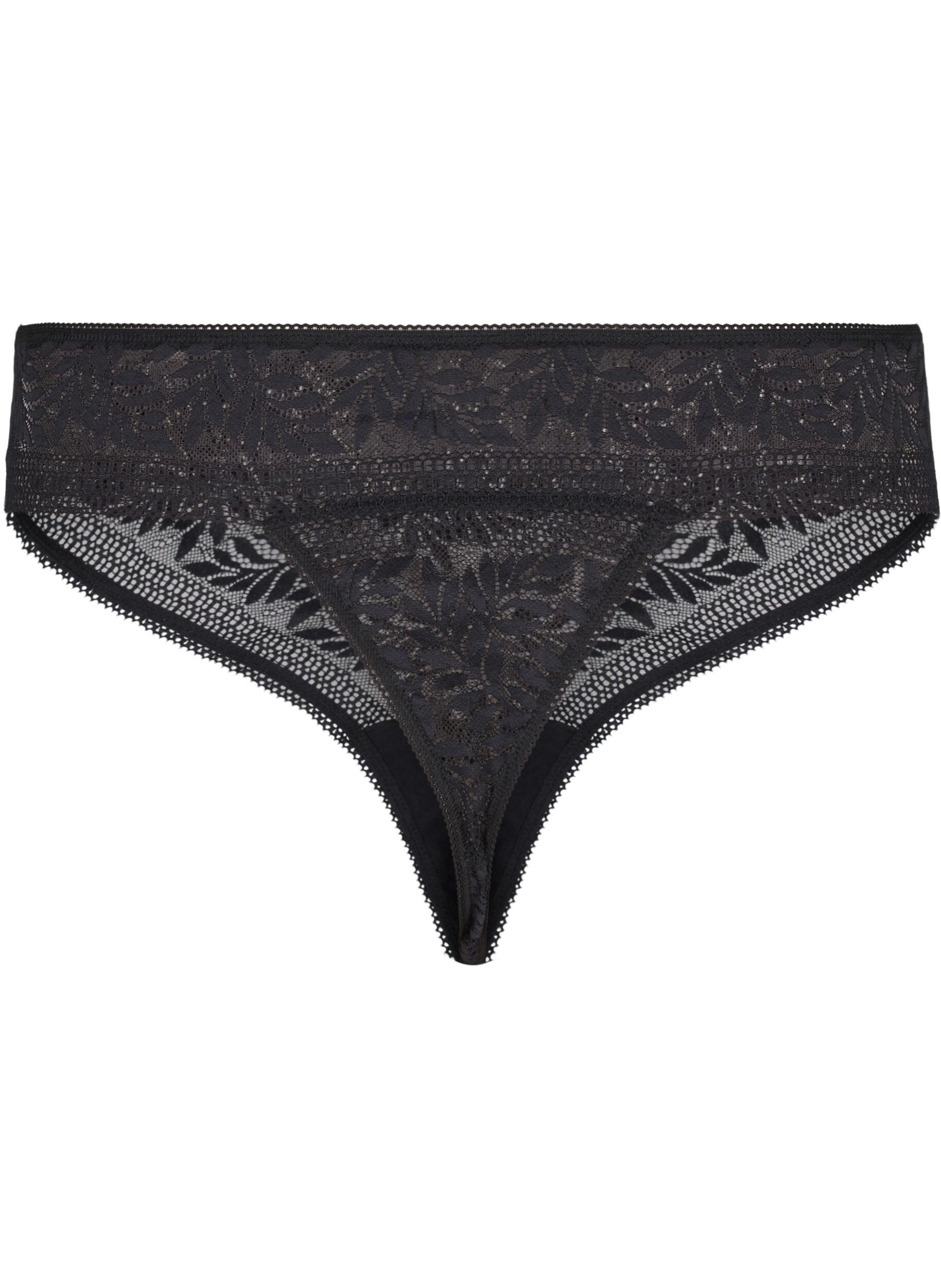 Zizzi G-String aus Spitze mit normaler Taille, Black, Packshot image number 1
