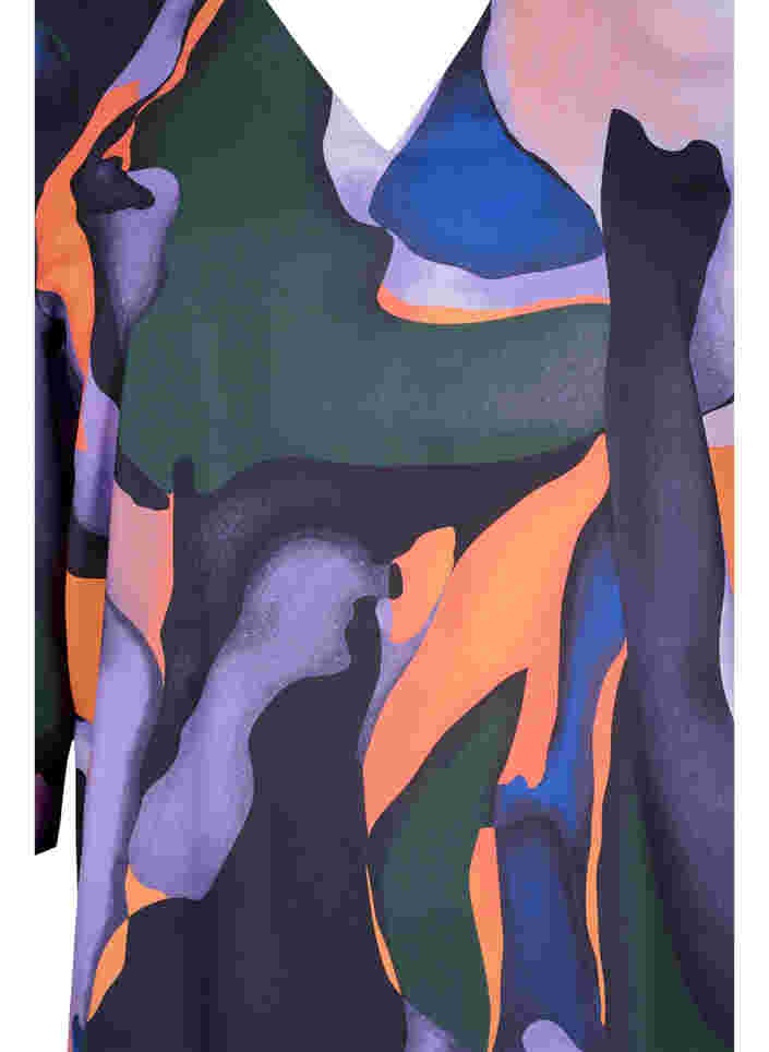 Bedruckte Tunika mit 3/4 Ärmeln und V-Ausschnitt, Big Scale Print, Packshot image number 2