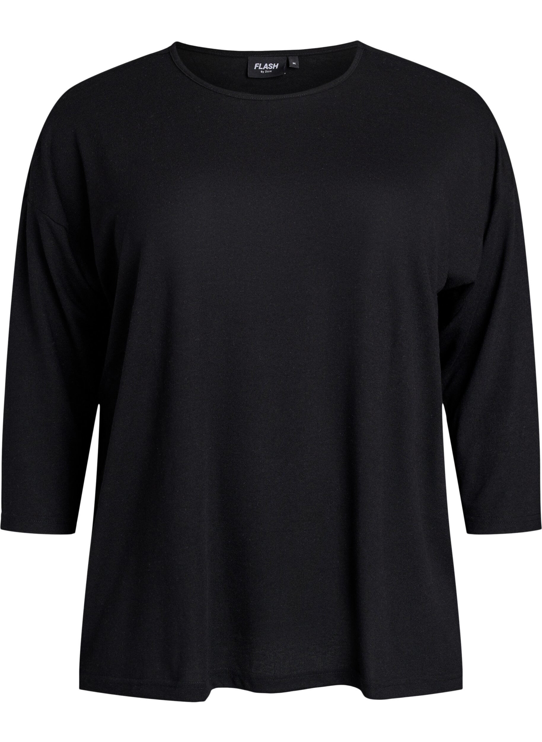 ZizziBluse aus Jersey mit 3/4-&Auml;rmeln , Schwarz, Packshot image number 0