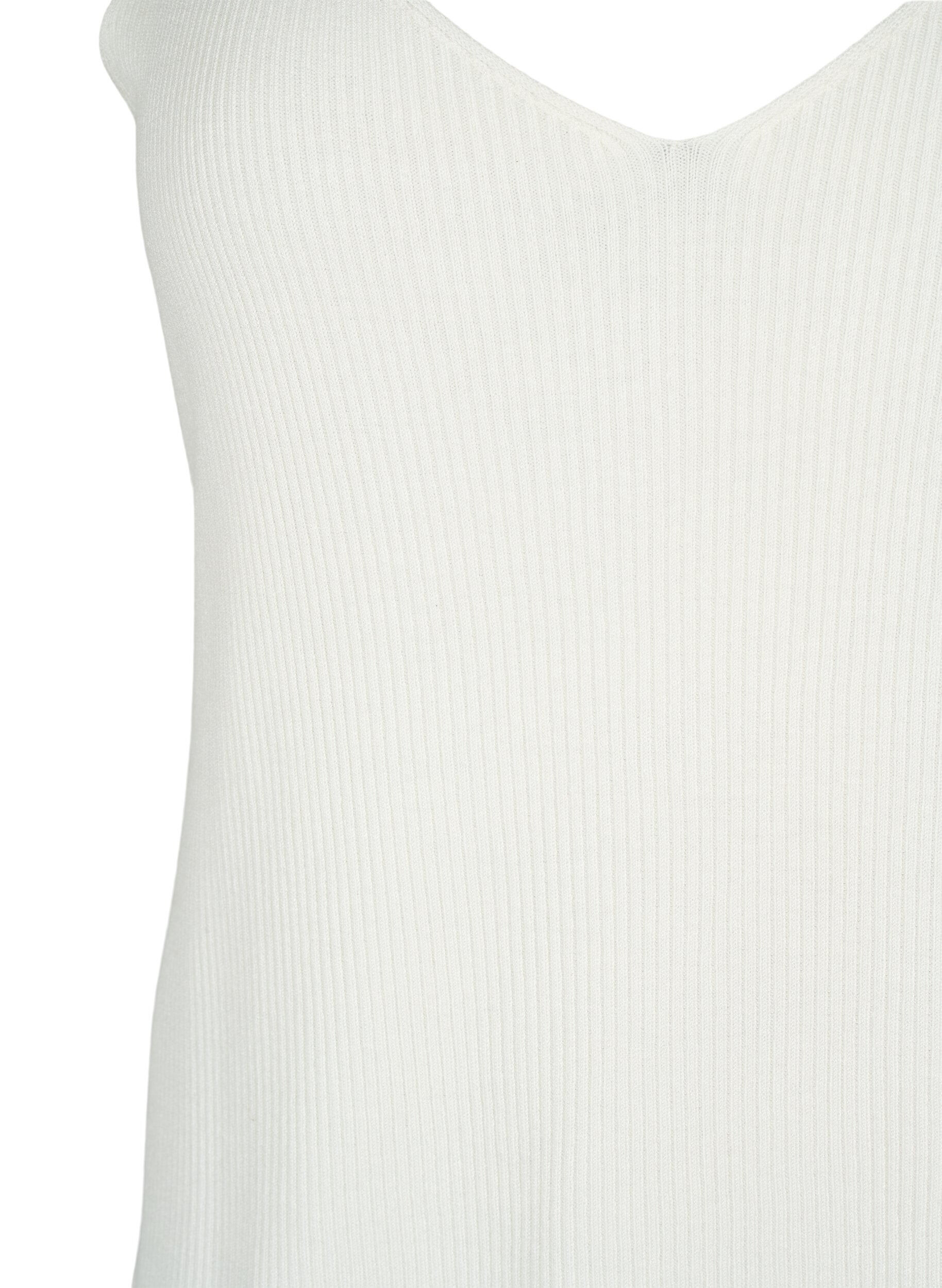 Zizzi Gestricktes Top mit V-Ausschnitt, Cloud Dancer, Packshot image number 2