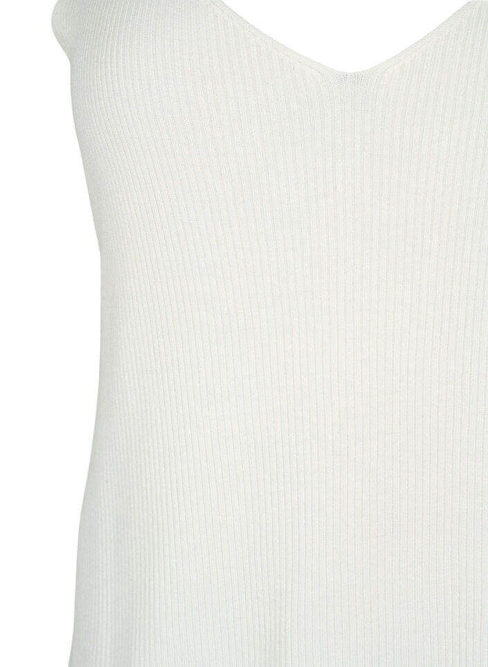 Gestricktes Top mit V-Ausschnitt, Cloud Dancer, Packshot image number 2