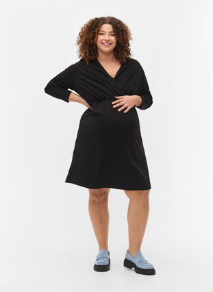 Schwangerschaftskleid aus Baumwolle, Black, Model image number 2
