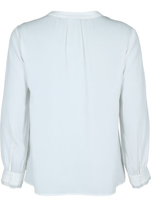 Langärmelige Bluse mit V-Ausschnitt , Bright White, Packshot image number 1