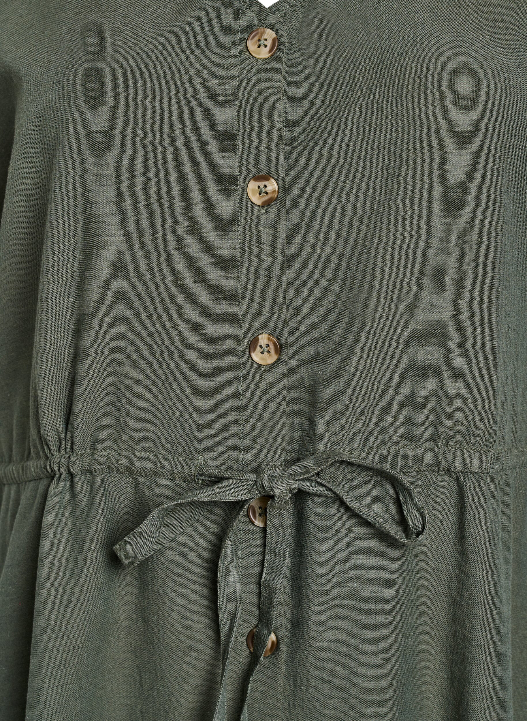 Zizzi Maxi-Kleid mit Kn&ouml;pfen und Bindeg&uuml;rtel, Gr&uuml;n, Packshot image number 2