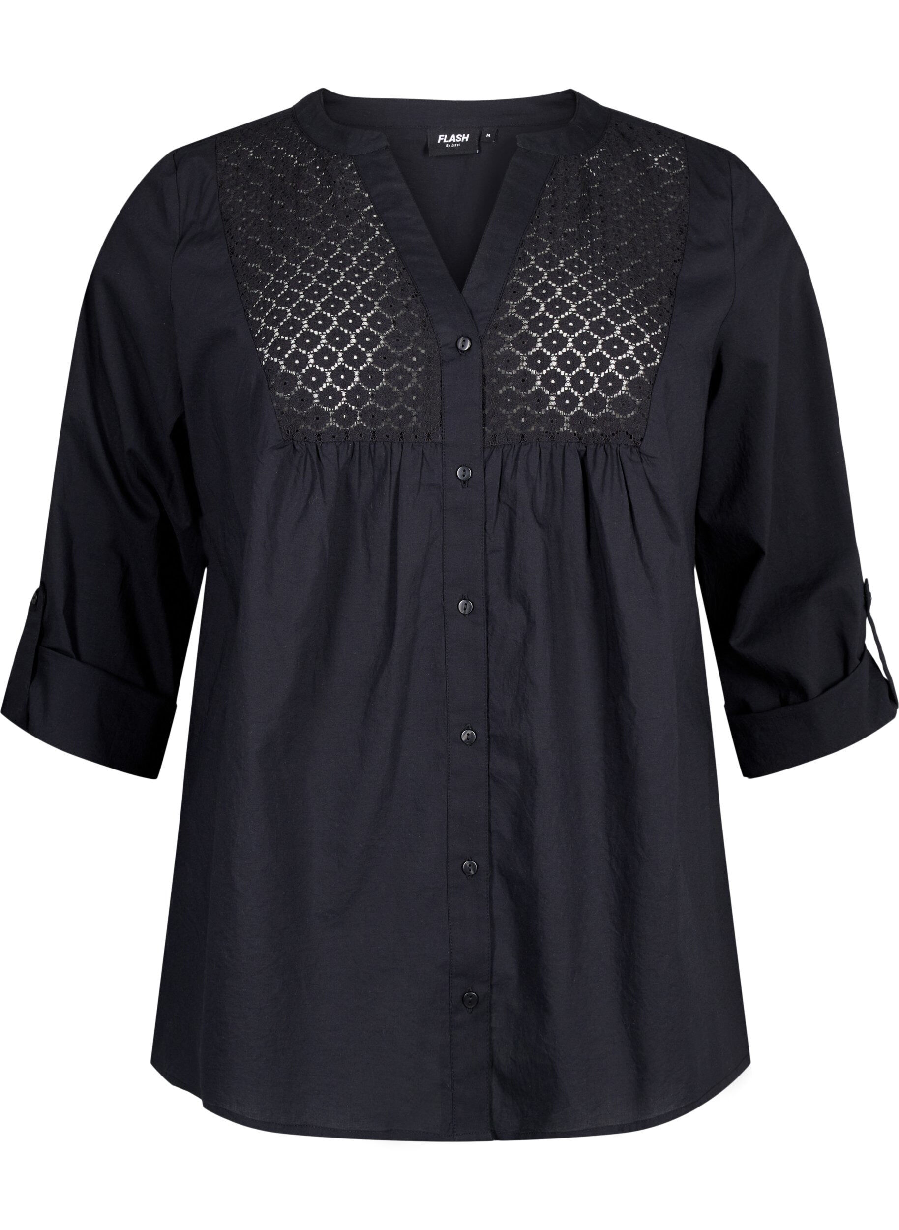 Zizzi FLASH - Shirt mit H&auml;keldetail, Black, Packshot image number 0