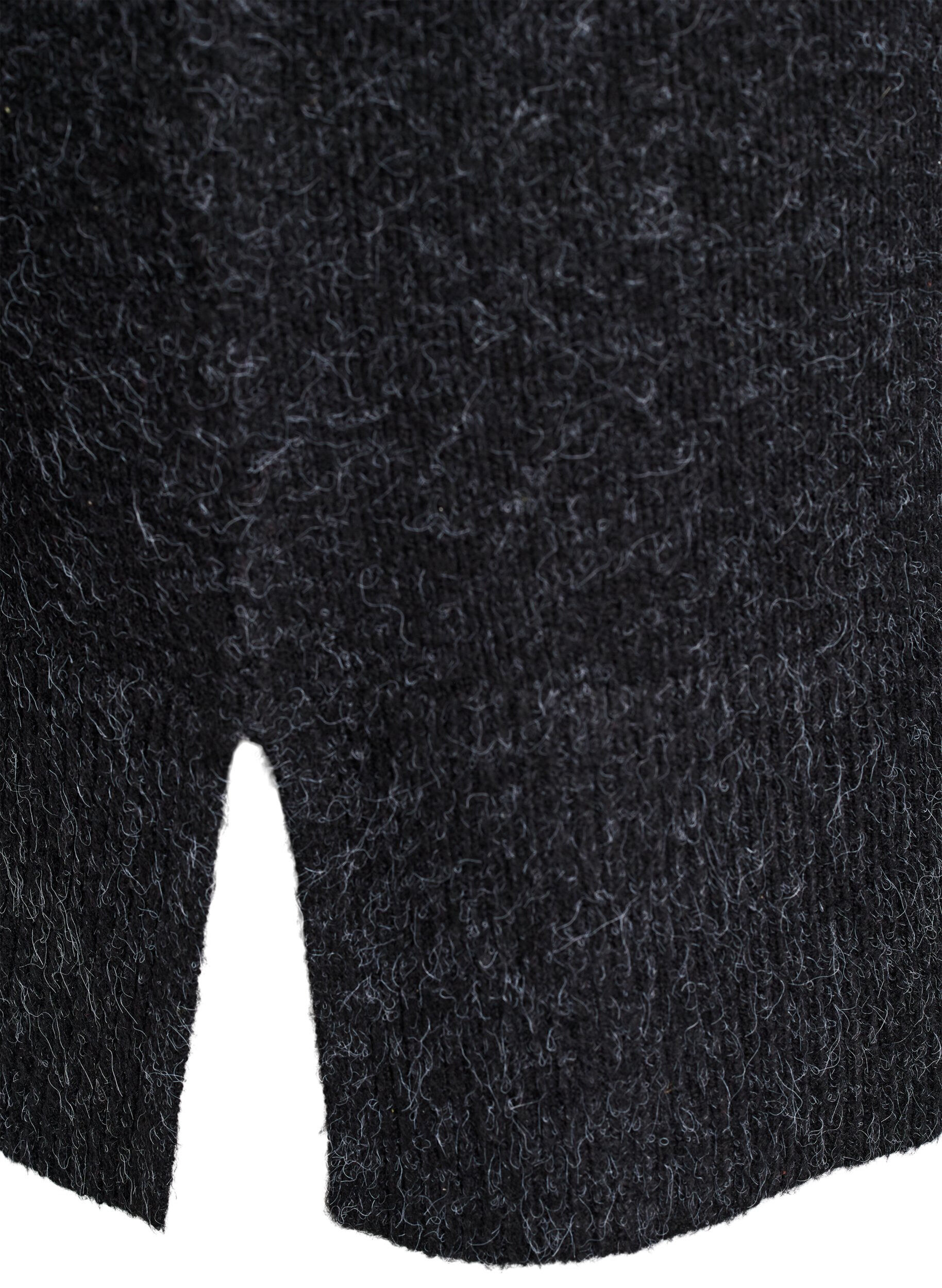 Zizzi Gestricktes Minikleid mit gewelltem Saum und Schlitzen, Grau, Packshot image number 3