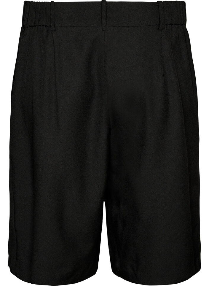 Lockere Bermudashorts mit hoher Taille, Schwarz, Packshot image number 1