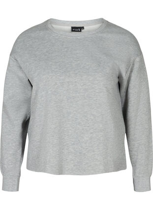 Cropped Sweatshirt mit Rundhals, Light Grey Melange, Packshot image number 0