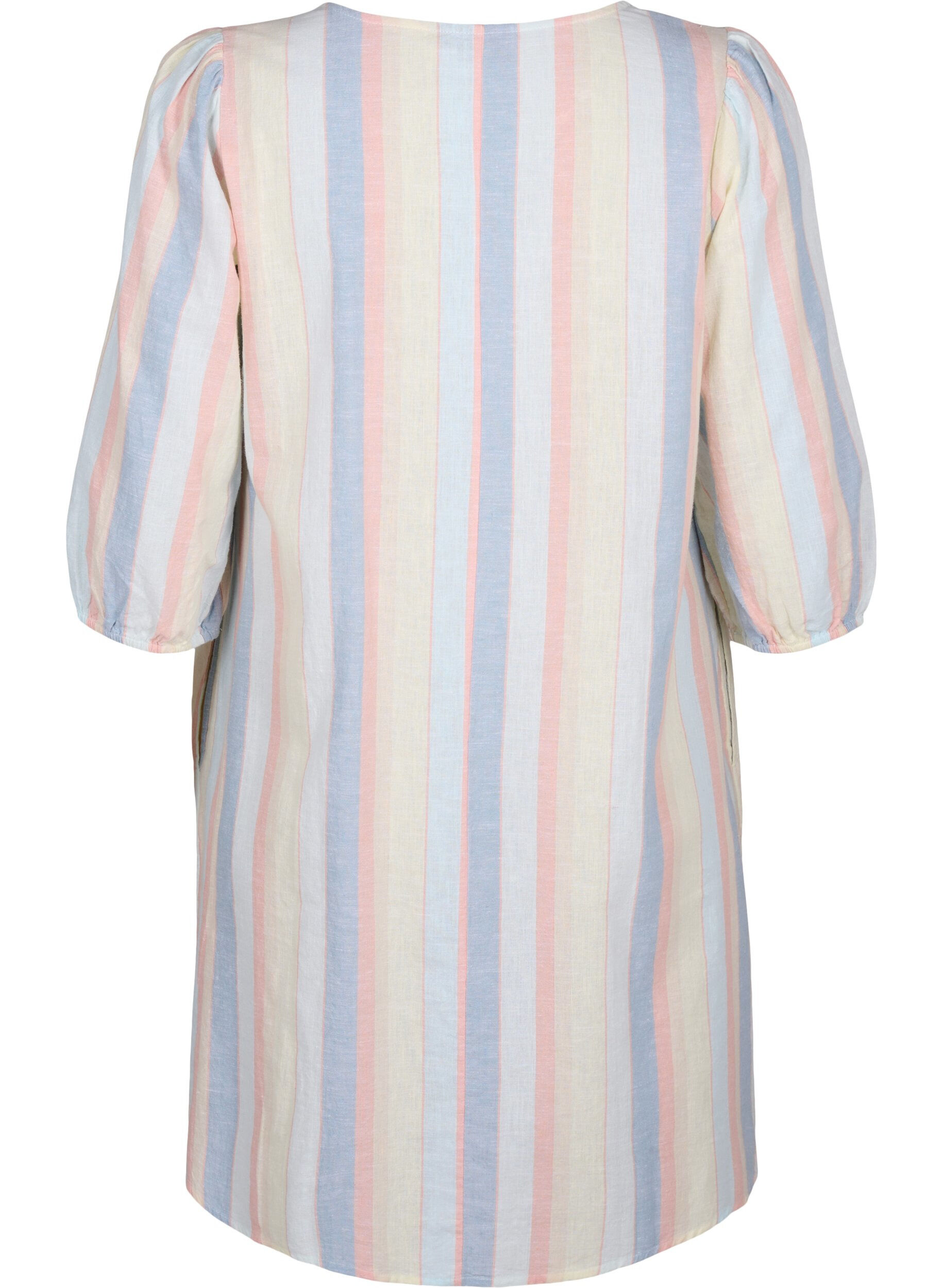 Zizzi Kurzes Kleid aus Baumwollmischung mit Leinen, Multi Color Stripe, Packshot image number 1