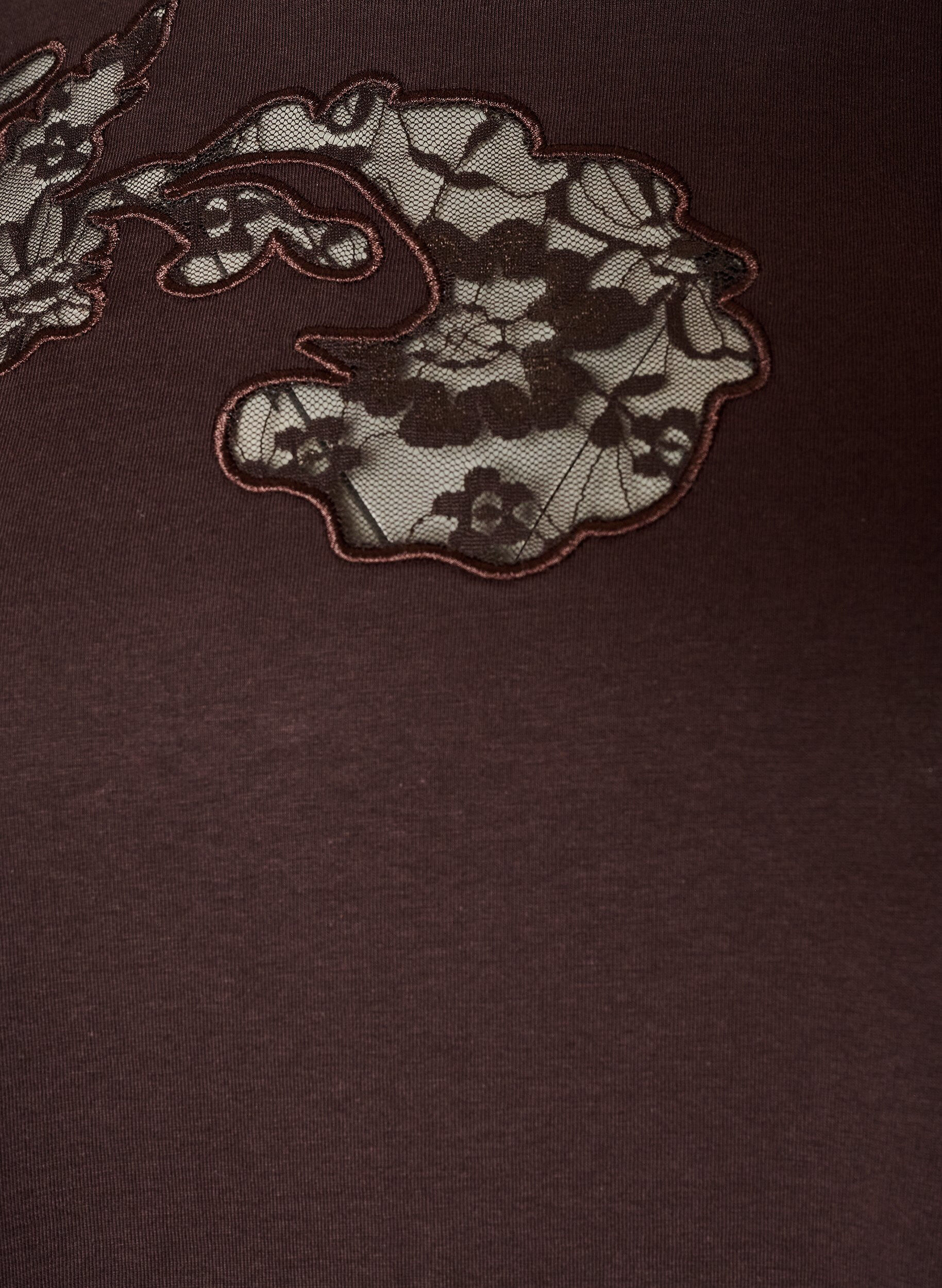 ZizziT-Shirt aus Baumwolle mit Spitzenapplikationen, Braun, Packshot image number 2