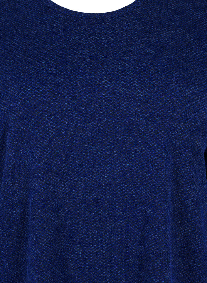 Melange Bluse mit rund um den Neck und langen Ärmel, Sodalite Blue, Packshot image number 2