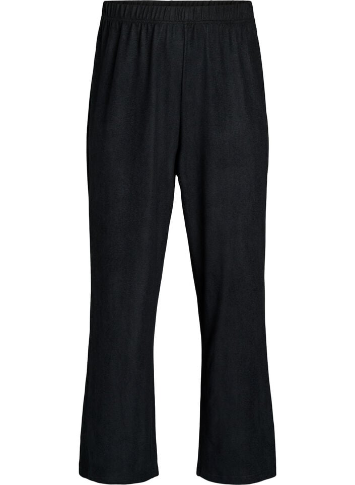 Hoch taillierte Hose aus Jersey mit weitem Bein, Schwarz, Packshot image number 0