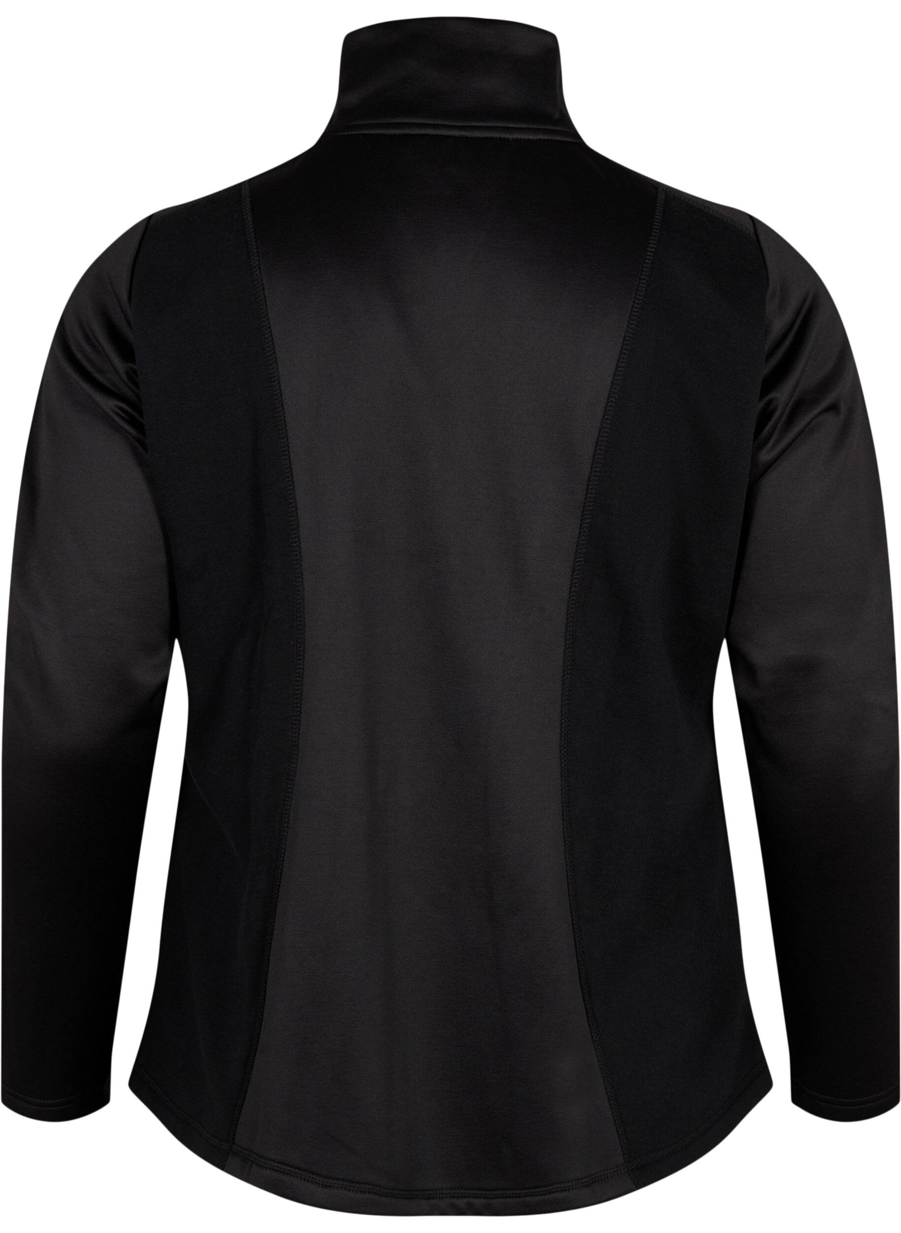 Zizzi Sportliche Strickjacke mit Rei&szlig;verschluss und hohem Kragen, Black, Packshot image number 1