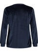 Bluse aus Velours mit aufgesticktem Text, Blau, Packshot image number 1