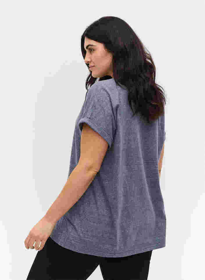 Meliertes T-Shirt aus Baumwolle, Navy Blazer melange, Model image number 1