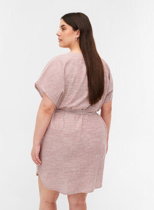 Gestreiftes Hemdkleid aus Baumwolle mit Taschen, Dry Rose Stripe, Model image number 1