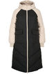 Lange Colorblock-Winterjacke mit Kapuze, Black Comb, Packshot image number 0
