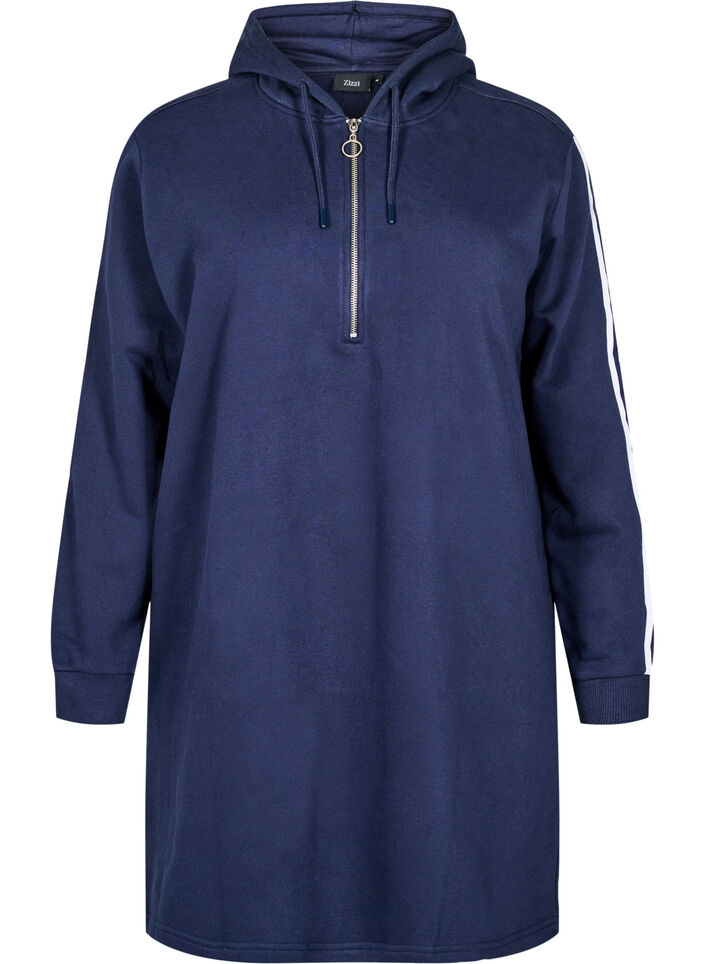 Sweatshirtkleid mit Kapuze und langen Ärmeln, Navy Blazer, Packshot image number 0