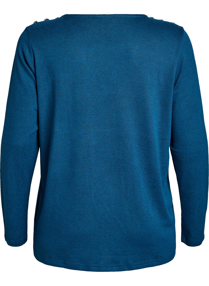 Bluse mit Zierknöpfen, Petrol, Packshot image number 1