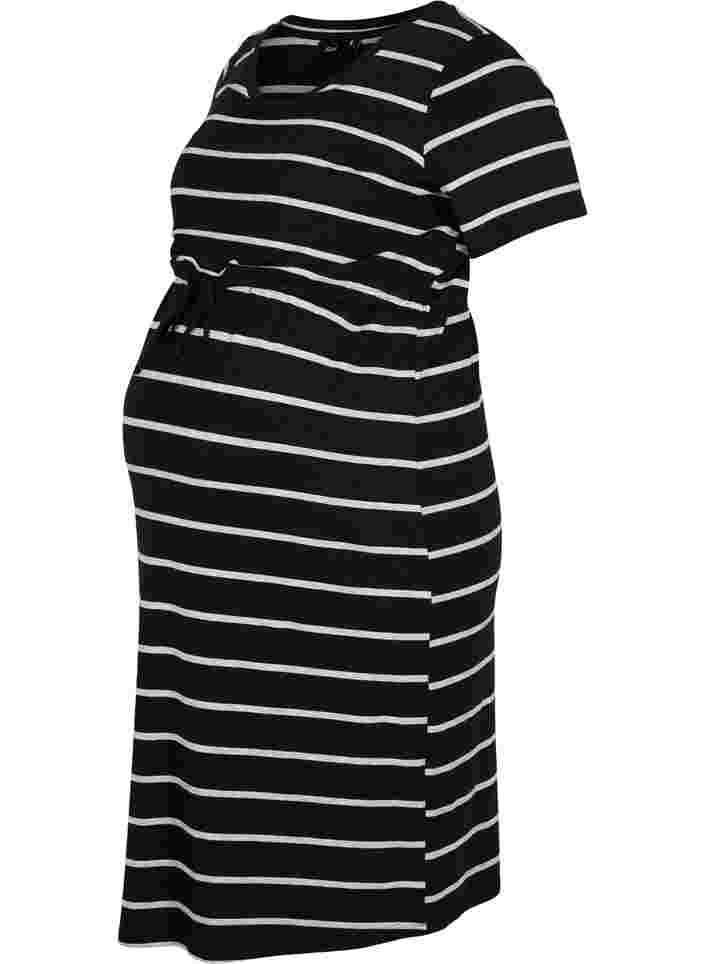 Gestreiftes Schwangerschaftskleid aus Viskose, Black Grey Stripe, Packshot image number 0