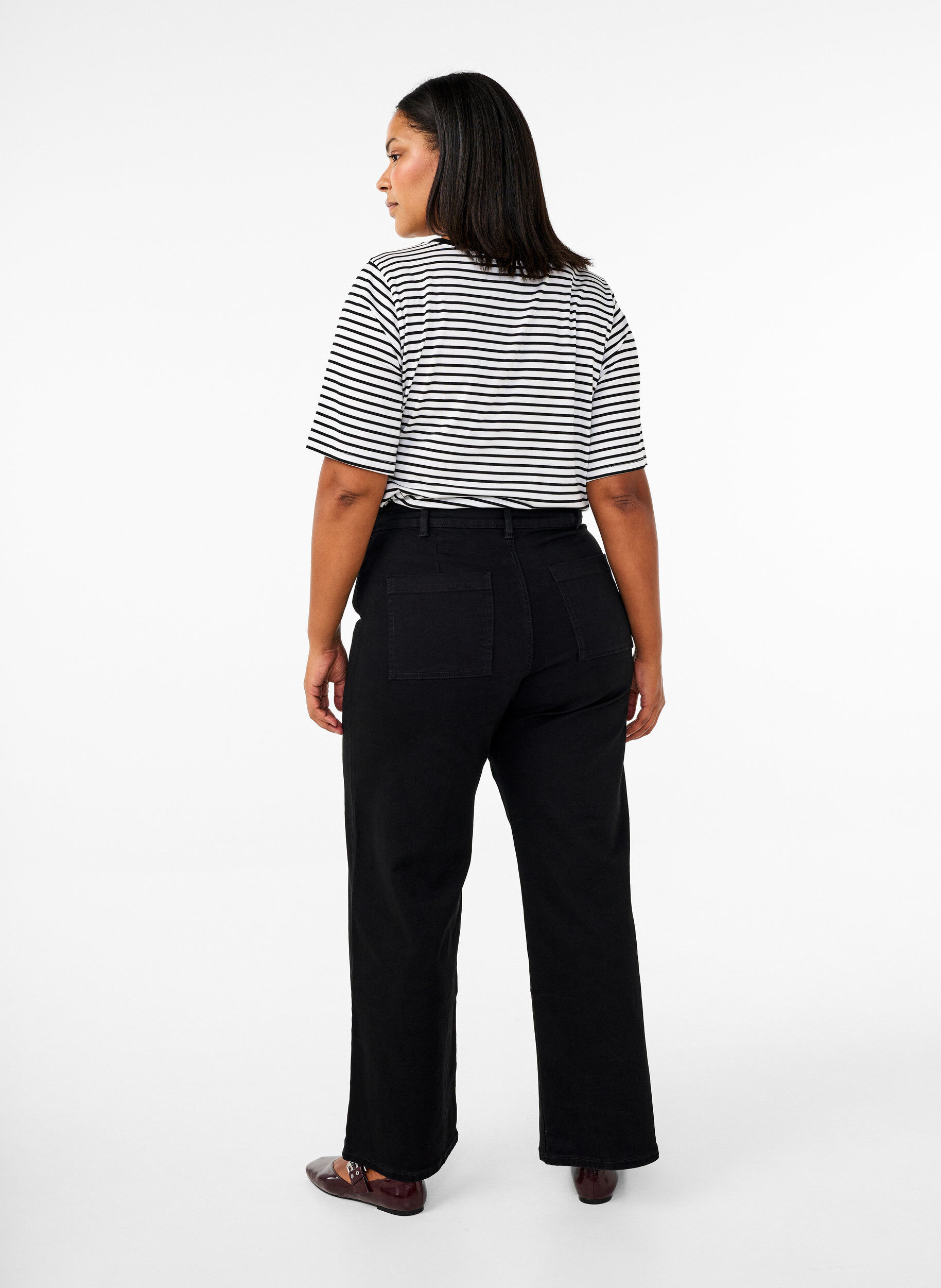 ZizziJeans mit hoher Taille und weitem Bein, Schwarz, Model image number 1