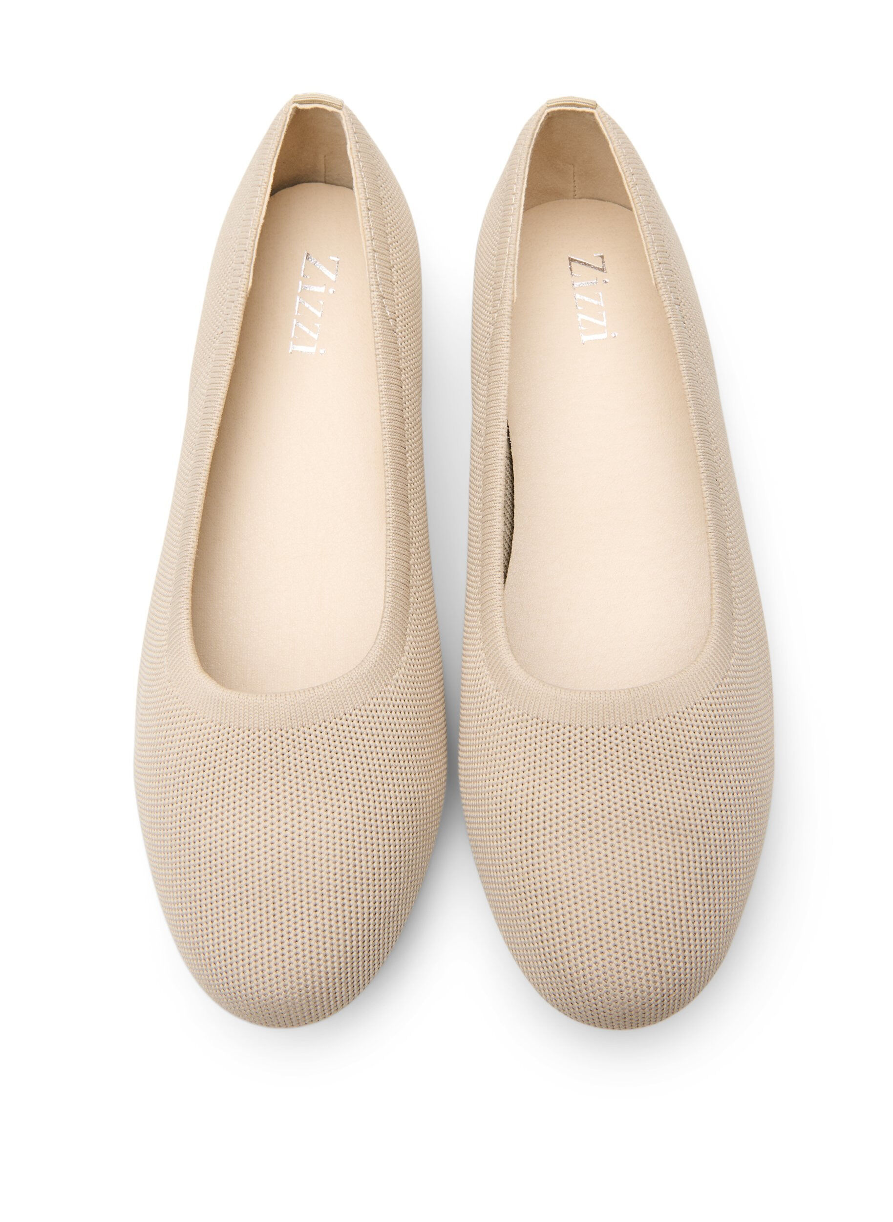Zizzi Ballerinas aus fein strukturiertem Stoff, Beige, Packshot image number 2