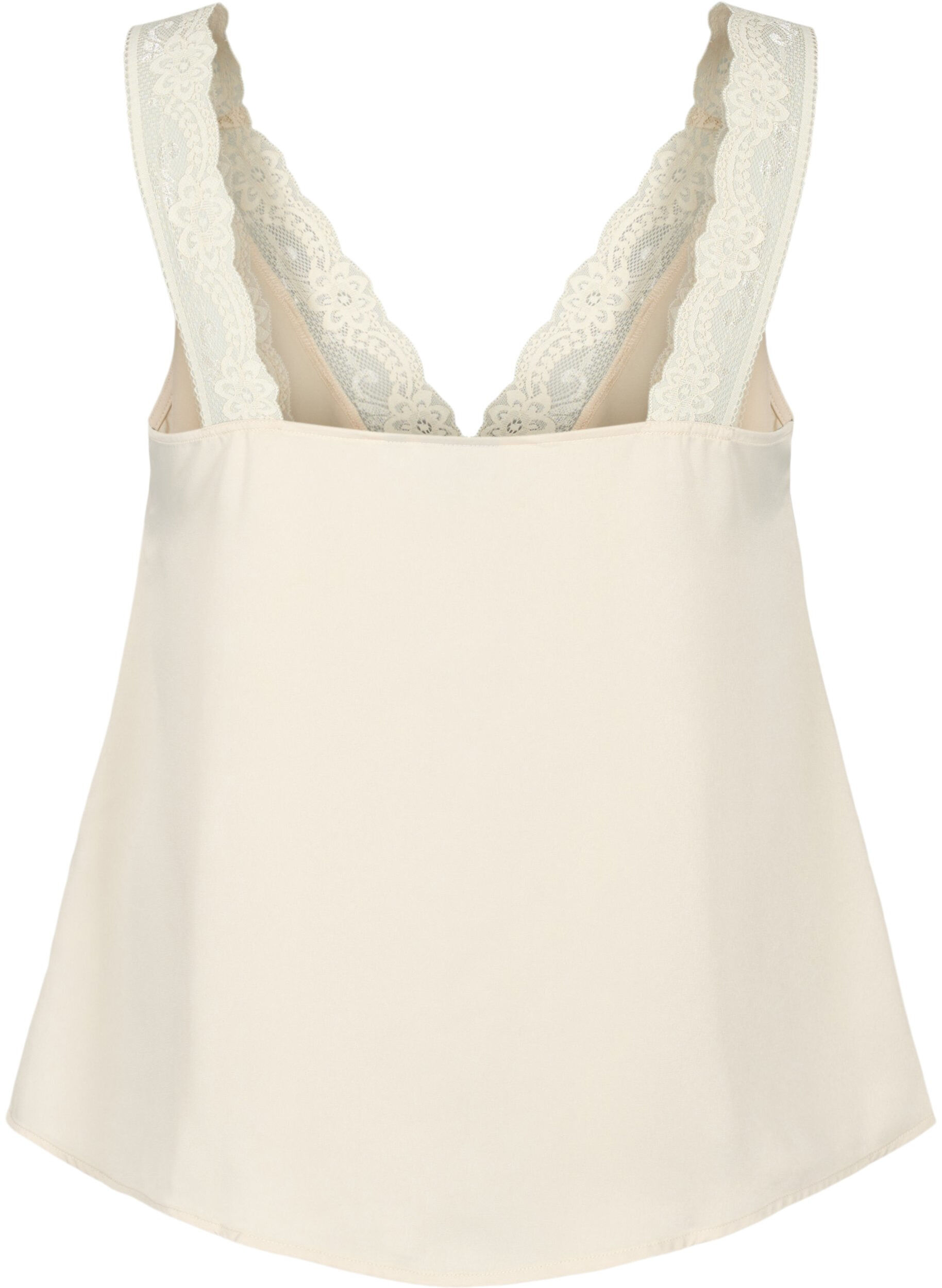 Zizzi FLASH &ndash; Top mit V-Ausschnitt und Spitzenkante, Fog, Packshot image number 1