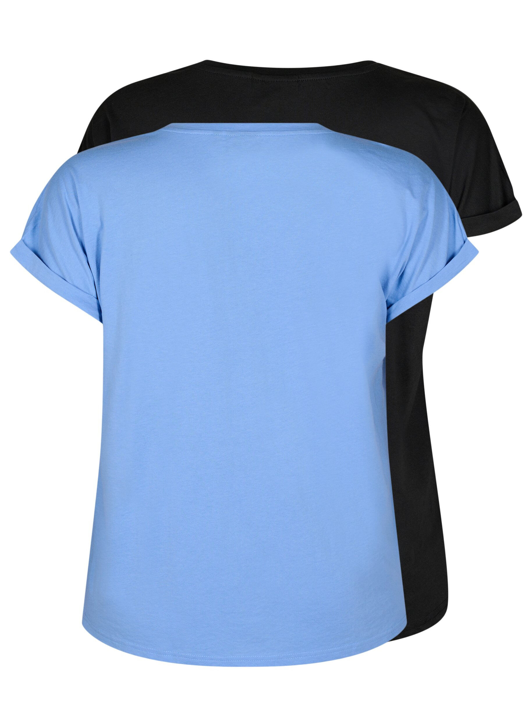 Zizzi Zwei-Pack T-Shirts mit kurzen &Auml;rmeln, Blau, Packshot image number 1