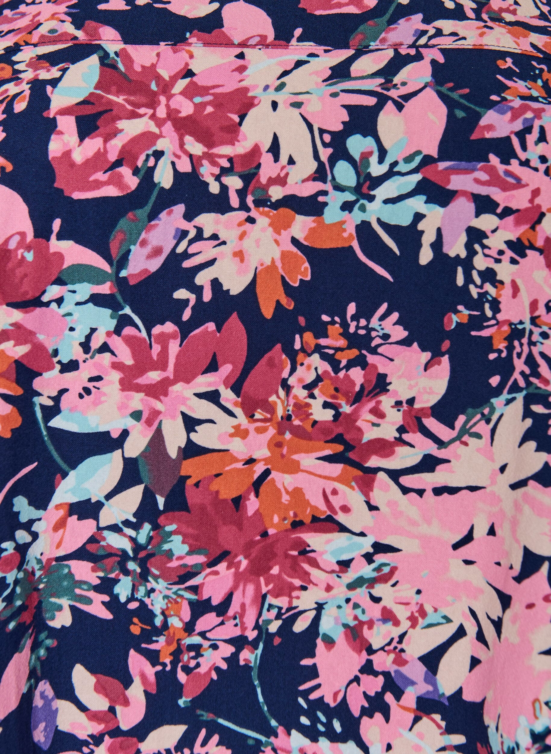 Zizzi Kurz&auml;rmliges Baumwollkleid mit Aufdruck, Blau, Packshot image number 2