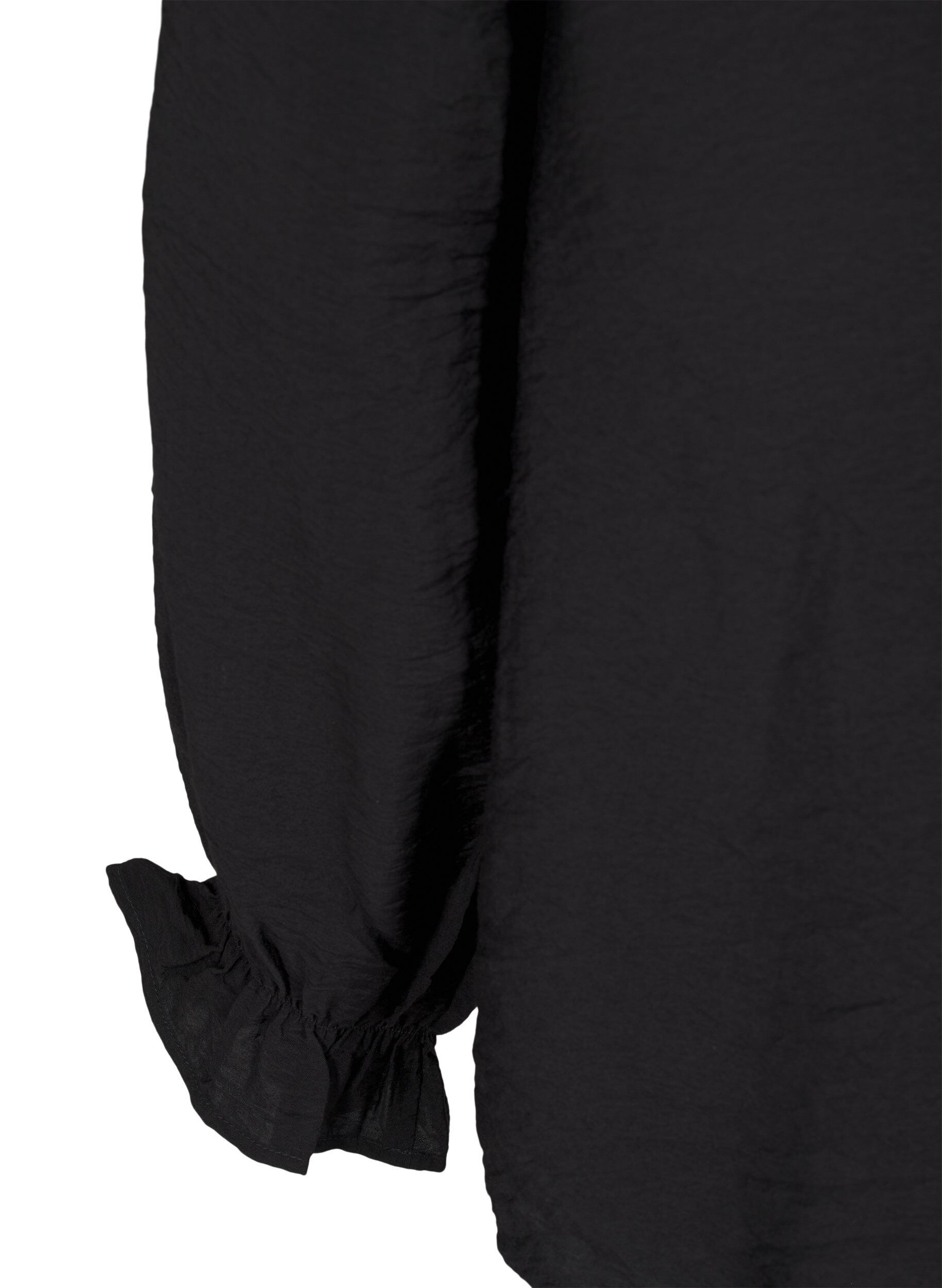 Zizzi Lang&auml;rmlige Bluse mit V-Ausschnitt, Black, Packshot image number 3