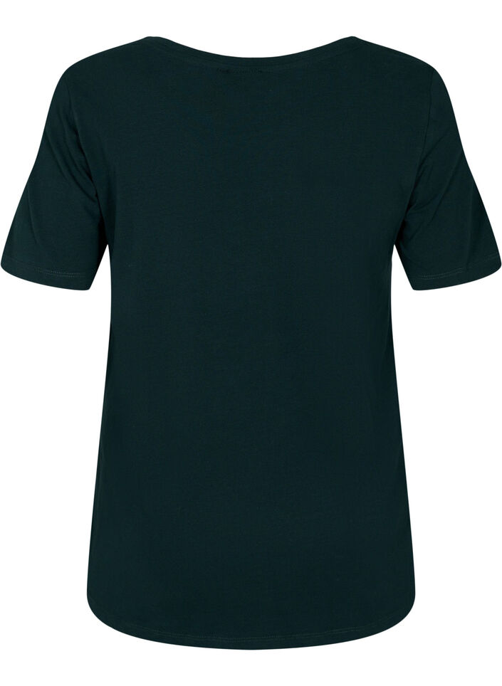 Einfarbiges basic T-Shirt aus Baumwolle, Grün, Packshot image number 1