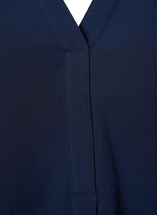 Unifarbene Bluse mit V-Ausschnitt, Navy Blazer, Packshot image number 2
