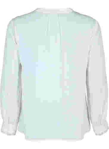 Langärmelige Bluse mit V-Ausschnitt, Bright White, Packshot image number 1