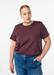Basic-T-Shirt aus Baumwolle mit Schulterpolstern, Dunkles Bordeaux, Model image number 0