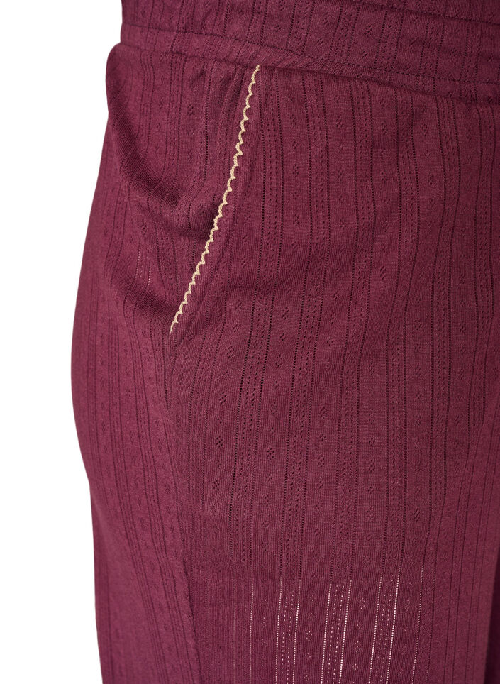 Pyjamahose aus Bio-Baumwolle mit Lochstickerei, Dunkles Bordeaux, Packshot image number 2