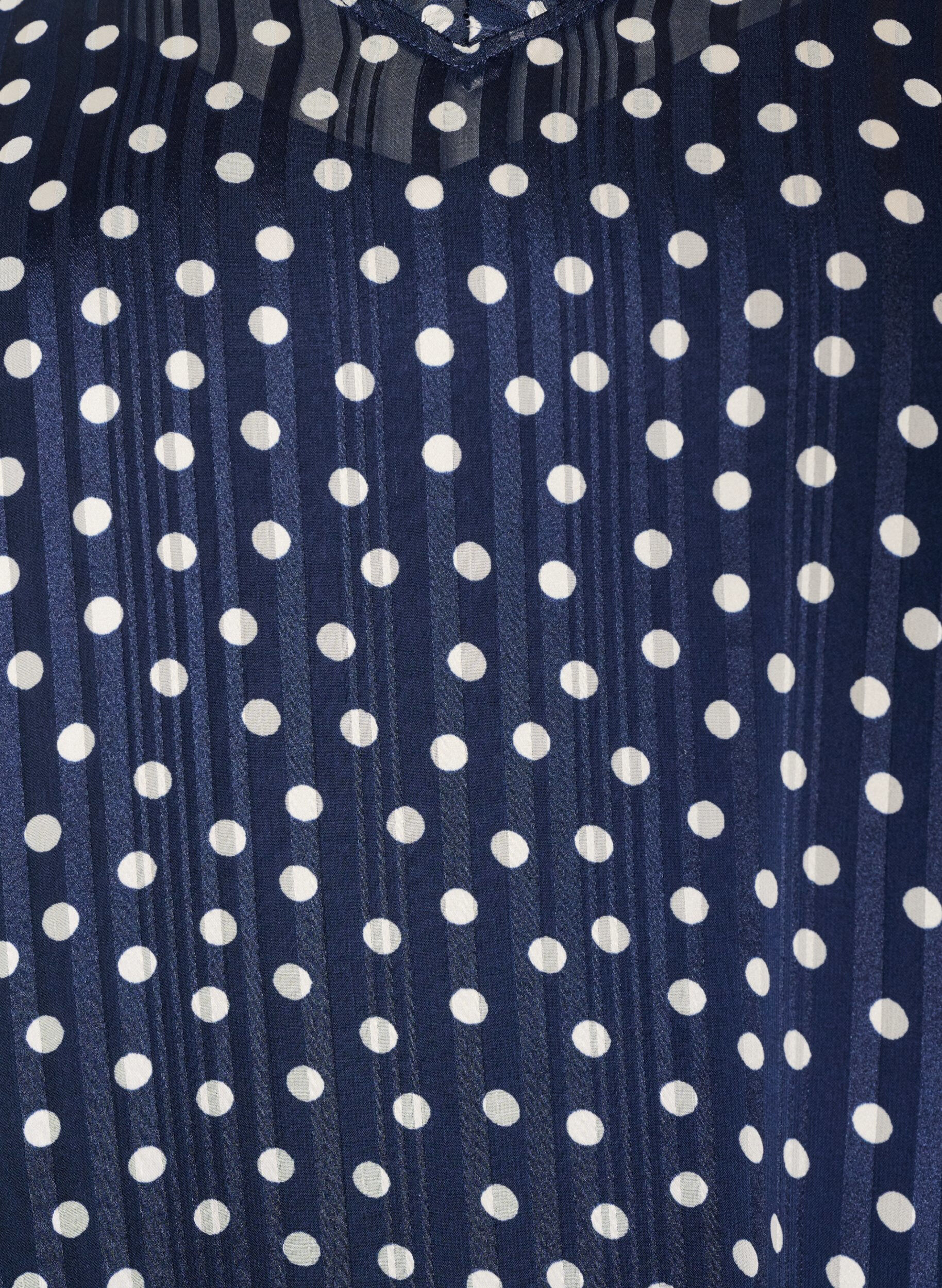 ZizziGemustertes Kleid mit R&uuml;schen und langen &Auml;rmeln, Blau, Packshot image number 2