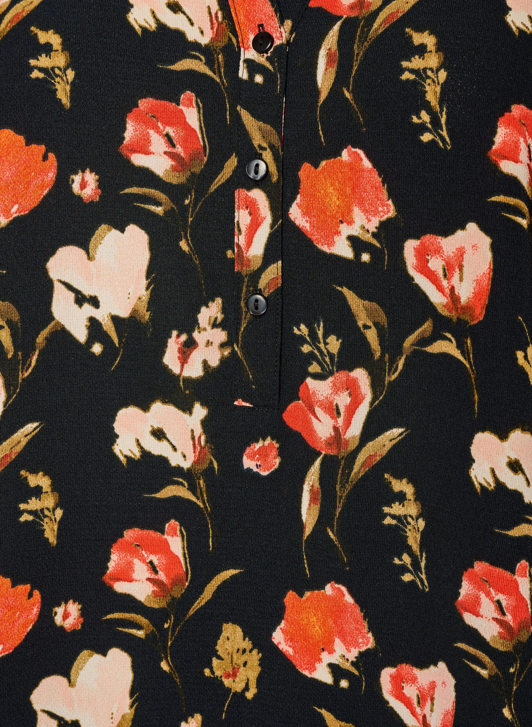 Zizzi Bluse mit kurzen &Auml;rmeln und V-Ausschnitt, Schwarz, Packshot image number 2