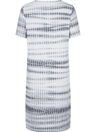 Kurzarm Viskosekleid mit Tie-Dye Print, White, Black Tie Dye, Packshot image number 1
